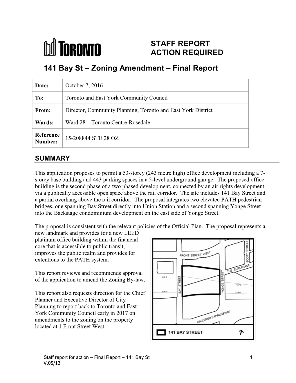 141 Bay St – Zoning Amendment – Final Report