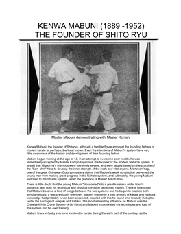 Kenwa Mabuni (1889 -1952) the Founder of Shito Ryu