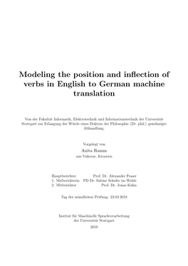 Modeling the Position and Inflection of Verbs in English to German