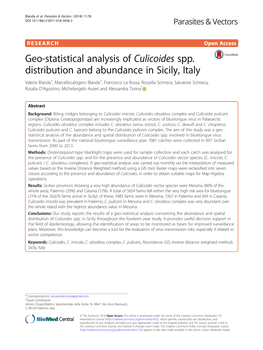 Geo-Statistical Analysis of Culicoides Spp. Distribution and Abundance in Sicily, Italy