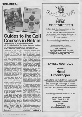 Guides to the Golf Courses in Britain Will Hit the Bookstalls in Time for the Christmas Stocking