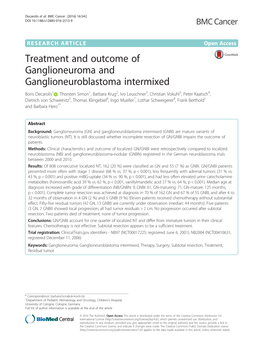 Treatment and Outcome of Ganglioneuroma And