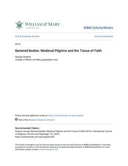 Medieval Pilgrims and the Tissue of Faith