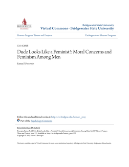 Dude Looks Like a Feminist!: Moral Concerns and Feminism Among Men Renee F