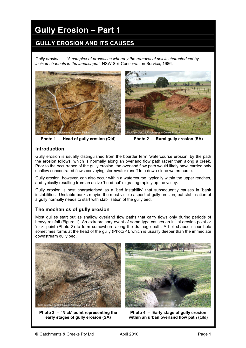 Gully Erosion and Its Causes