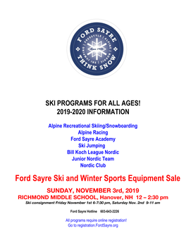 Ford Sayre Ski and Winter Sports Equipment Sale