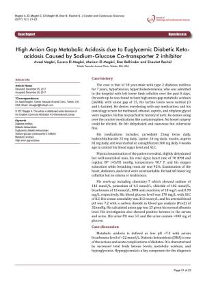 High Anion Gap Metabolic Acidosis Due to Euglycemic Diabetic Keto