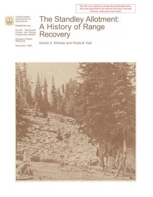The Standley Allotment: a History of Range Recovery