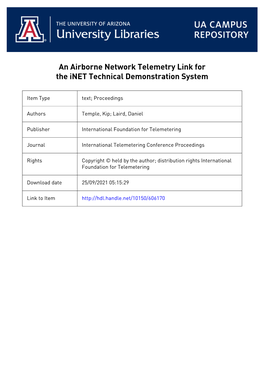 An Airborne Network Telemetry Link for the Inet Technical Demonstration System