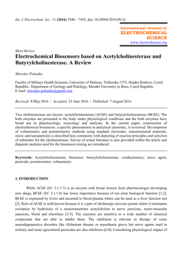 Electrochemical Biosensors Based on Acetylcholinesterase and Butyrylcholinesterase