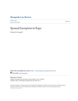 Spousal Exemption to Rape Michael J