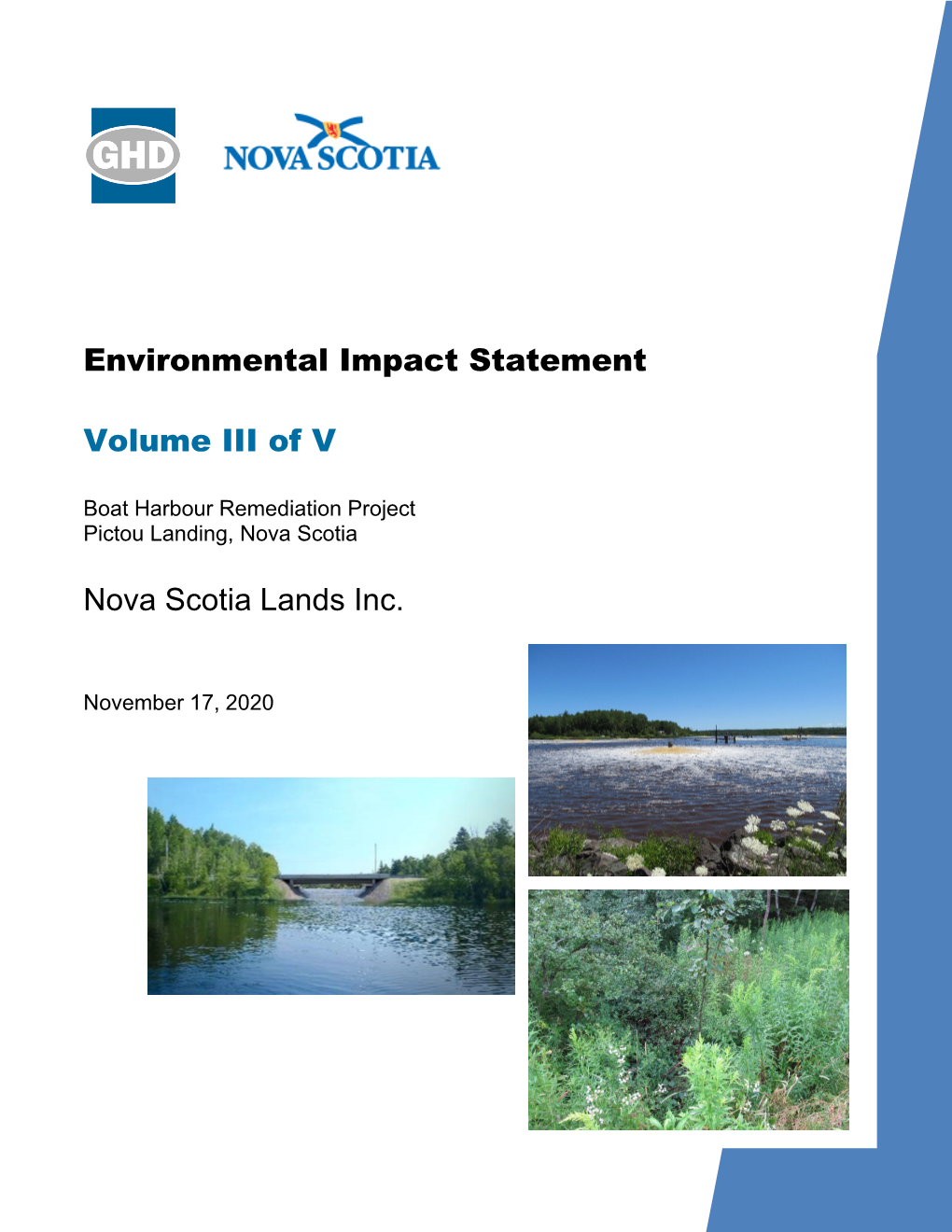 Environmental Impact Statement Volume III of V Nova Scotia Lands Inc