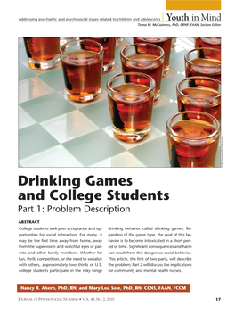 Drinking Games and College Students Part 1: Problem Description