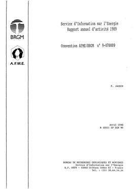 Service D'information Sur L'energie Rapport Annuel D'activité 1989