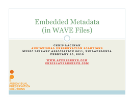 Embedded Metadata in WAVE Files