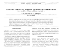 Energy Values of Marine Benthic Invertebrates from the Canadian Arctic