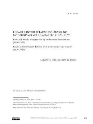Ensaio E Interpretação Do Brasil No Modernismo Verde-Amarelo