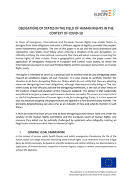 Obligations of States in the Field of Human Rights in the Context of Covid-19