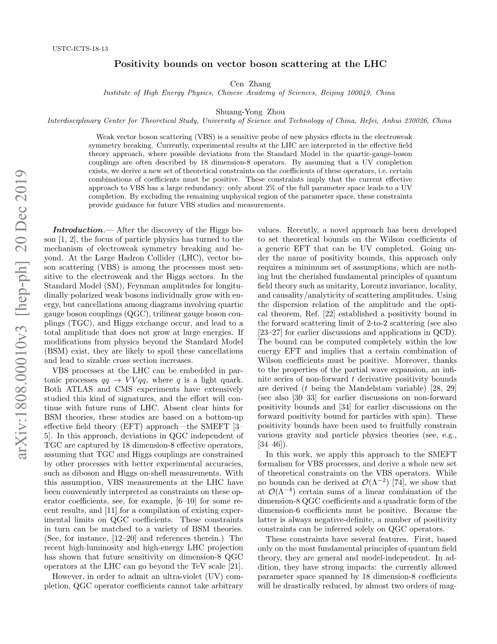 Arxiv:1808.00010V3 [Hep-Ph] 20 Dec 2019