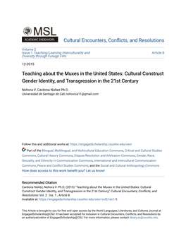 Teaching About the Muxes in the United States: Cultural Construct Gender Identity, and Transgression in the 21St Century