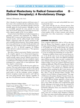 Radical Mastectomy to Radical Conservation (Extreme Oncoplasty): a Revolutionary Change