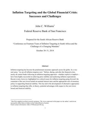Inflation Targeting and the Global Financial Crisis: Successes and Challenges