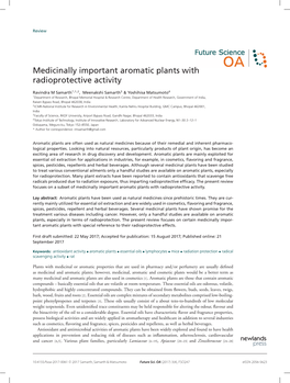 Medicinally Important Aromatic Plants with Radioprotective Activity