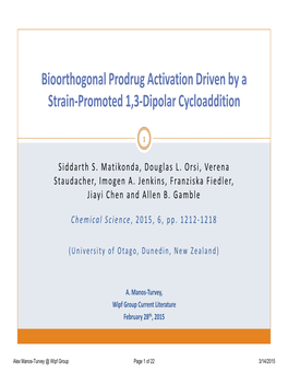 Bioorthogonal Prodrug Activation Driven by a Strain-Promoted 1,3