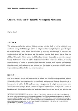 Children, Death, and the Dead: the Mebengokré-Xikrin Case