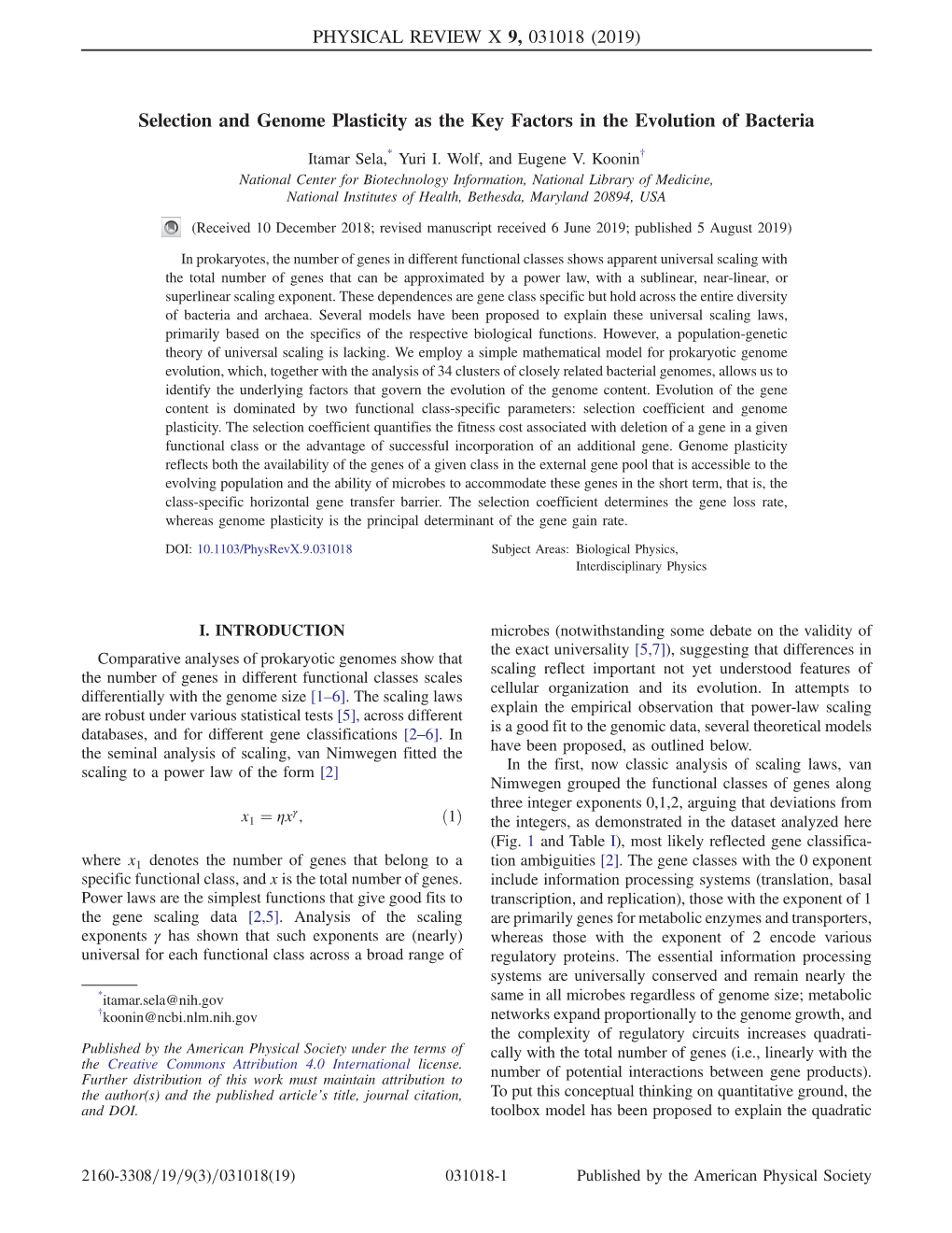 Selection and Genome Plasticity As the Key Factors in the Evolution of Bacteria