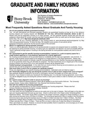 Most Frequently Asked Questions About Graduate and Family Housing