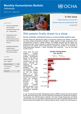 Wet Season Finally Draws to a Close Monthly Humanitarian Bulletin