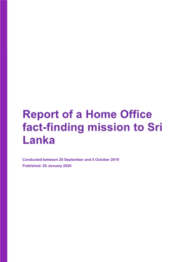 Report of a Home Office Fact-Finding Mission to Sri Lanka