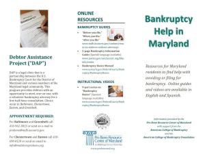 Bankruptcy Help in Maryland