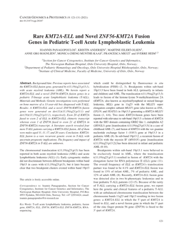 Rare KMT2A-ELL and Novel ZNF56