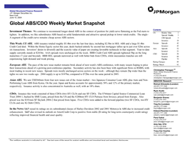 Global ABS/CDO Weekly Market Snapshot