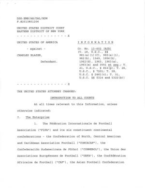 United States of America Against Charles Blazer Defendant