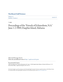 Friends of Echinoderm, NA