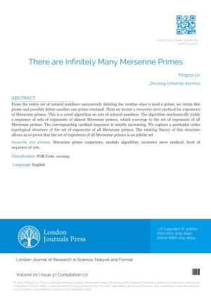 There Are Infinitely Many Mersenne Primes