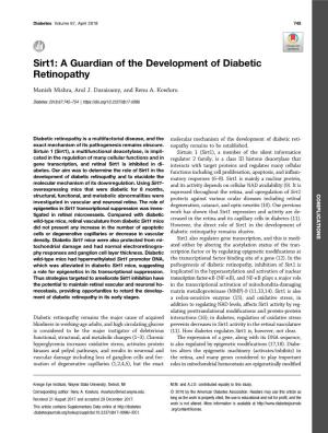 A Guardian of the Development of Diabetic Retinopathy