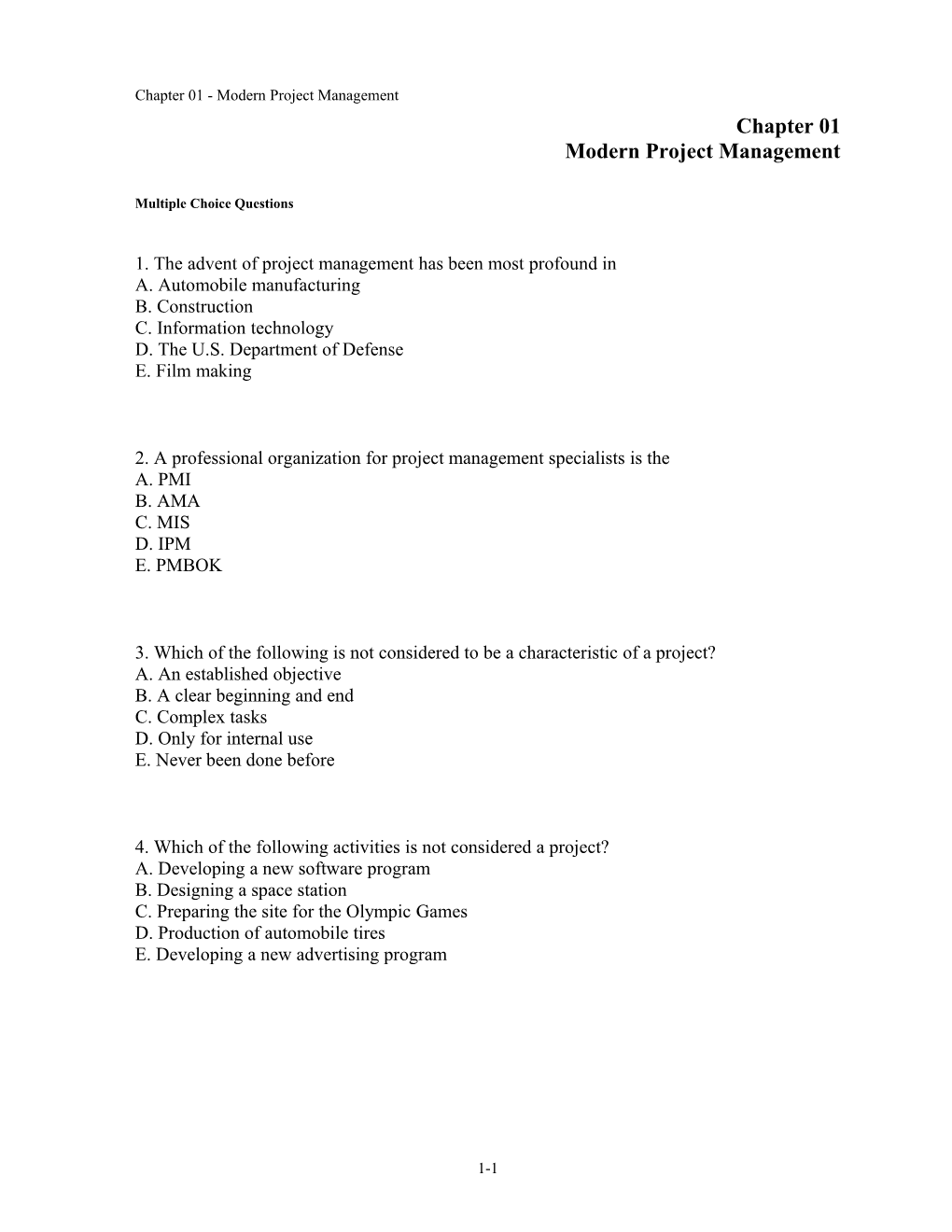 Chapter 01 Modern Project Management