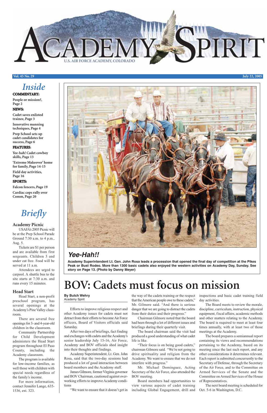 BOV: Cadets Must Focus on Mission