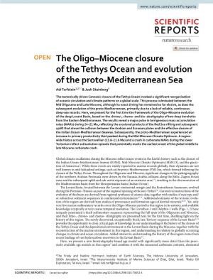 The Oligo–Miocene Closure of the Tethys Ocean and Evolution of the Proto‑Mediterranean Sea Adi Torfstein1,2* & Josh Steinberg3