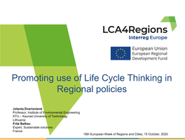 Life Cycle Thinking in Regional Policies