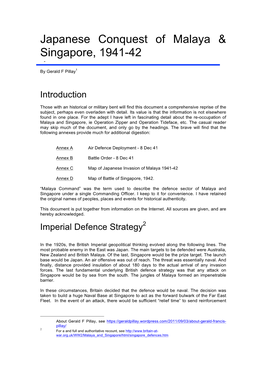 Japanese Conquest of Malaya & Singapore, 1941-42