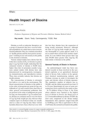 Health Impact of Dioxins