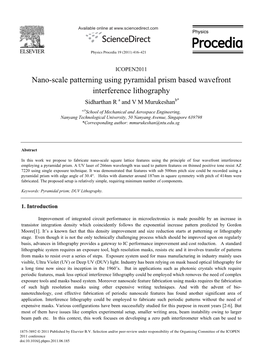 Nano-Scale Patterning Using Pyramidal Prism Based Wavefront