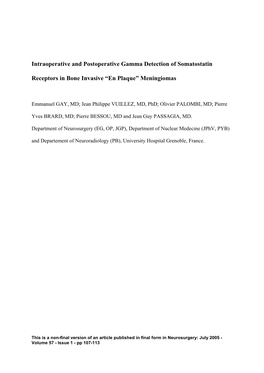 Intraoperative Gamma Probe Detection of Bone Invasive