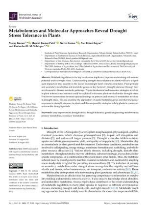 Metabolomics and Molecular Approaches Reveal Drought Stress Tolerance in Plants