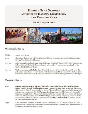 History News Network Journey to Havana, Cienfuegos, and Trinidad, Cuba December 13-20, 2017